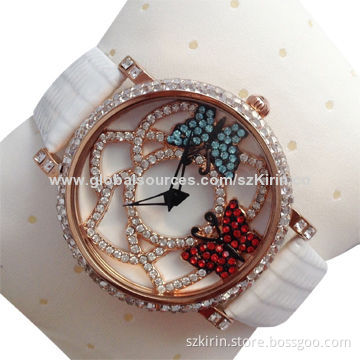 Latest fantastic fashion watch with crystal diamond for option and brass case, Japan quartz movement